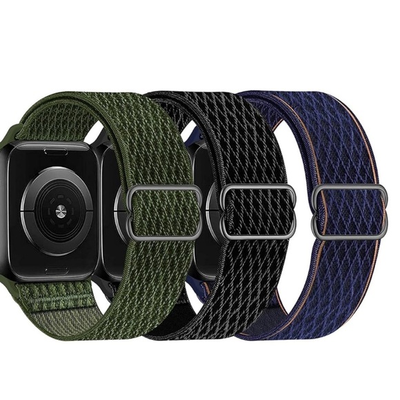 Other - (2) Apple Watch Sport Loop Wristband Rhombus Weave Nylon & Buckle Blue & Green